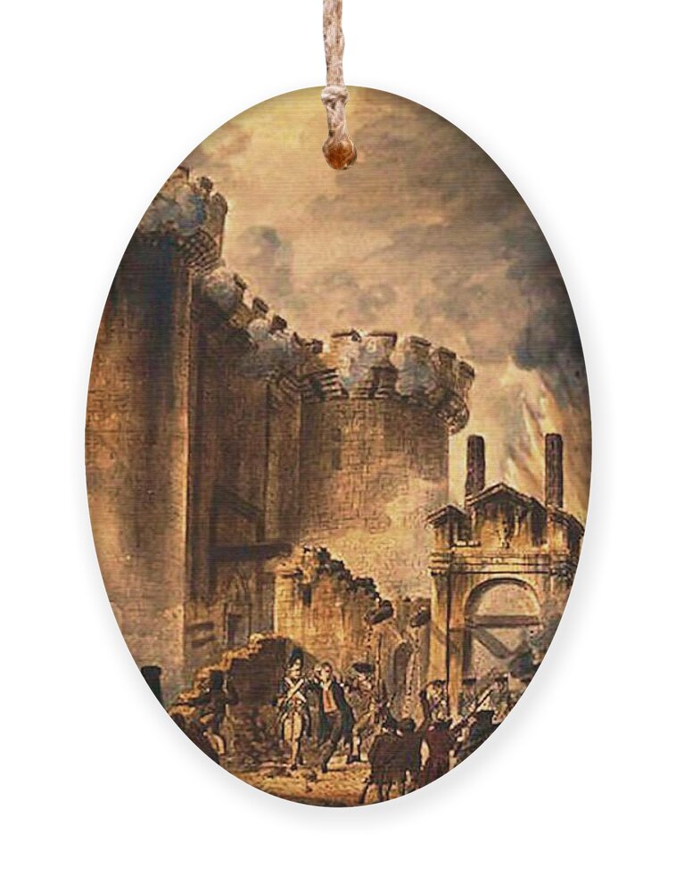 Storming Of The Bastille Ornament featuring the painting Storming of the Bastille by Jean-Pierre Houel