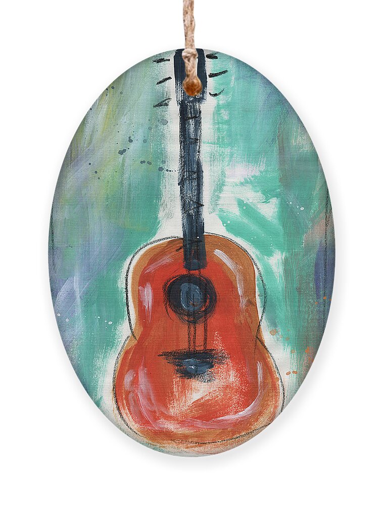 Guitar Ornament featuring the painting Storyteller's Guitar by Linda Woods