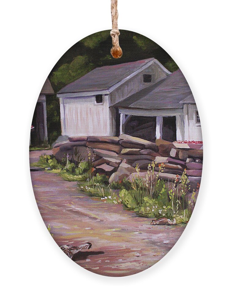 North Country Ornament featuring the painting Strawberry Day by Nancy Griswold