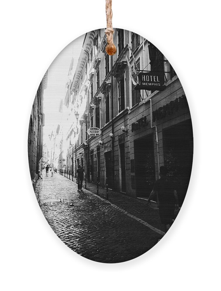 Rome Ornament featuring the photograph Streets of Rome 2 Black and White by Angela Rath