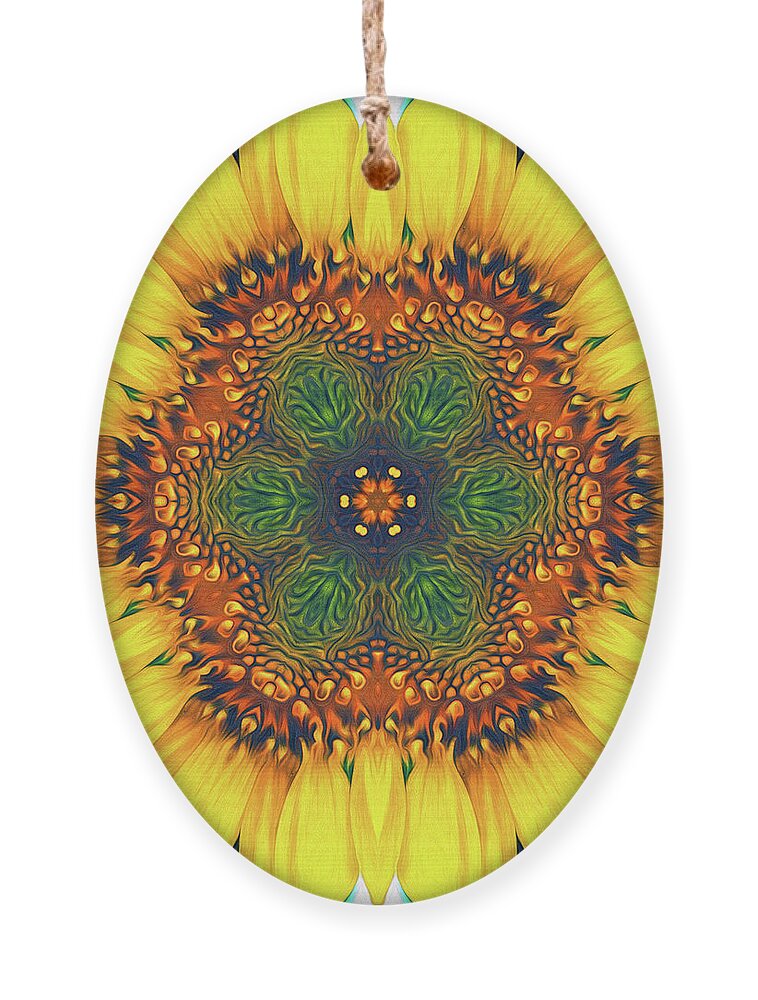 Sunflower Ornament featuring the digital art Structure of A Sunflower by Phil Perkins