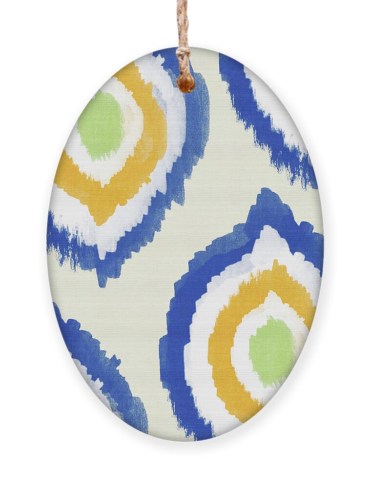 Blue Ornament featuring the painting Summer Ikat- Art by Linda Woods by Linda Woods