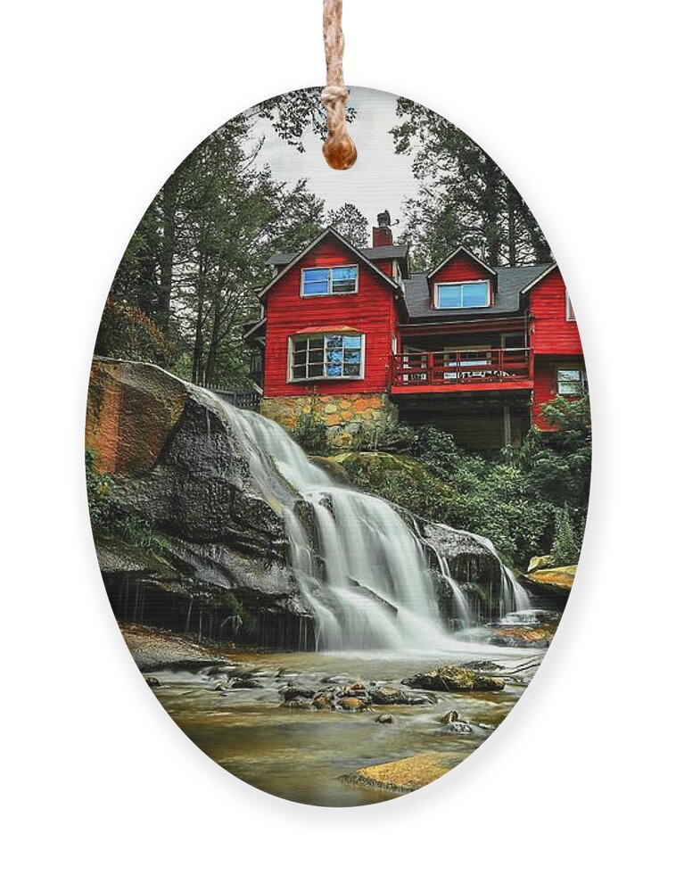 Living Waters Ministry Ornament featuring the photograph Summer Time at Living Waters Ministry and Shoals Creek Falls by Carol Montoya