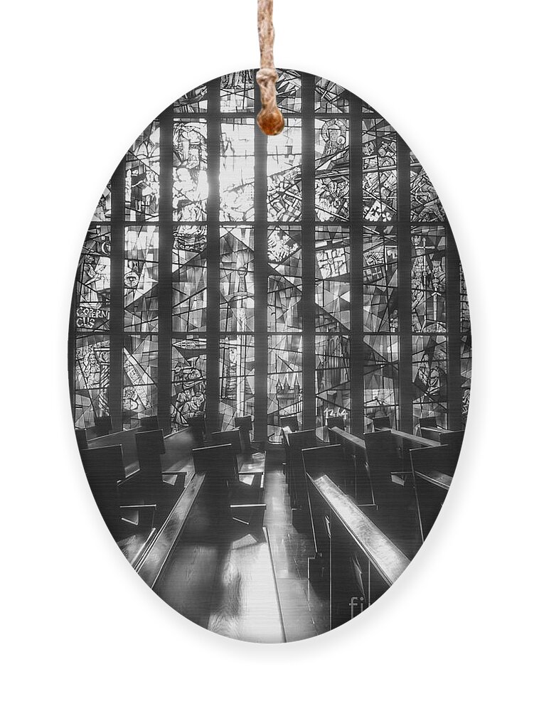 Częstochowa Ornament featuring the photograph Sunlit Stained Glass at Czestochowa Shrine, PA by Christopher Lotito
