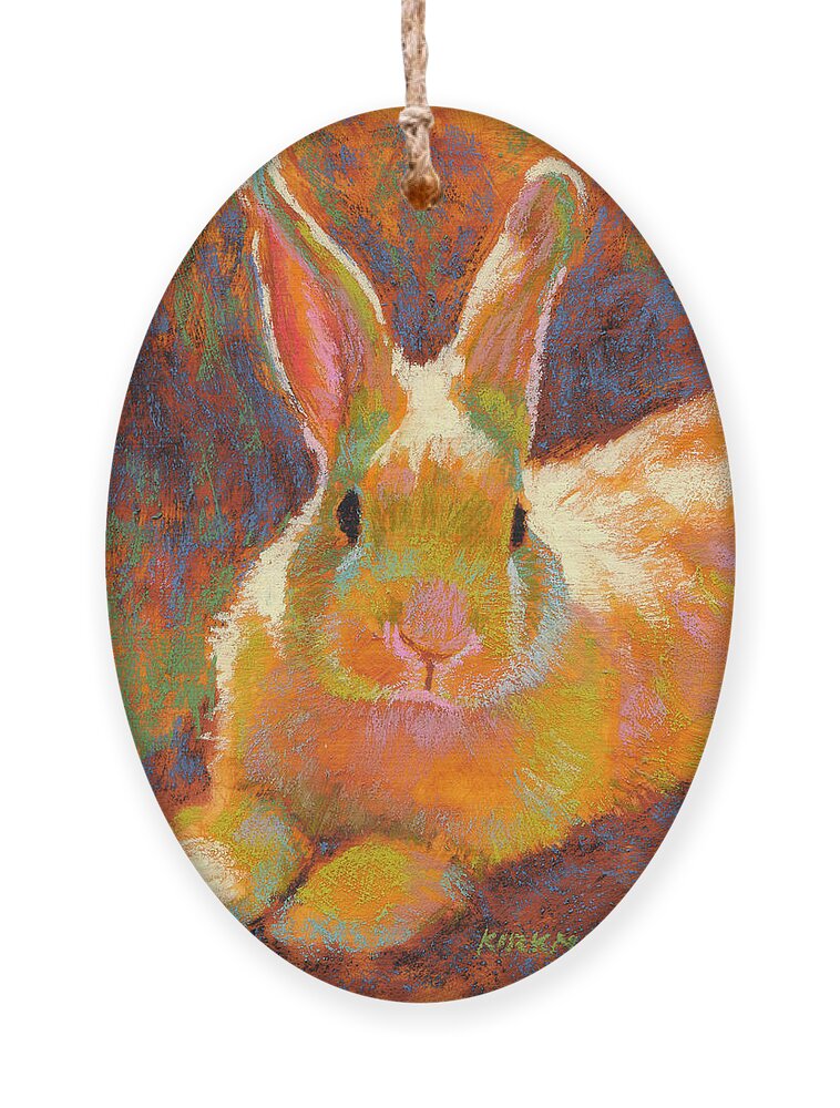 Rabbit Ornament featuring the pastel Sunny Bun by Rita Kirkman