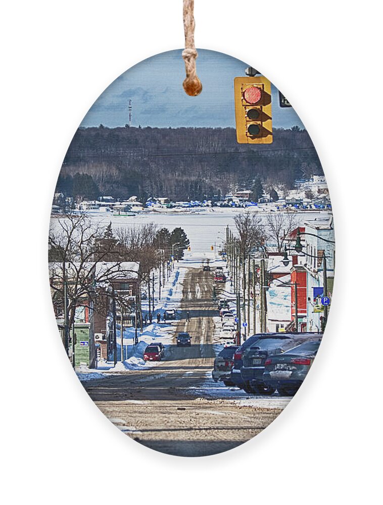 Penetanguishene Ornament featuring the photograph Sunny February Day in Penetanguishene, Canada by Tatiana Travelways