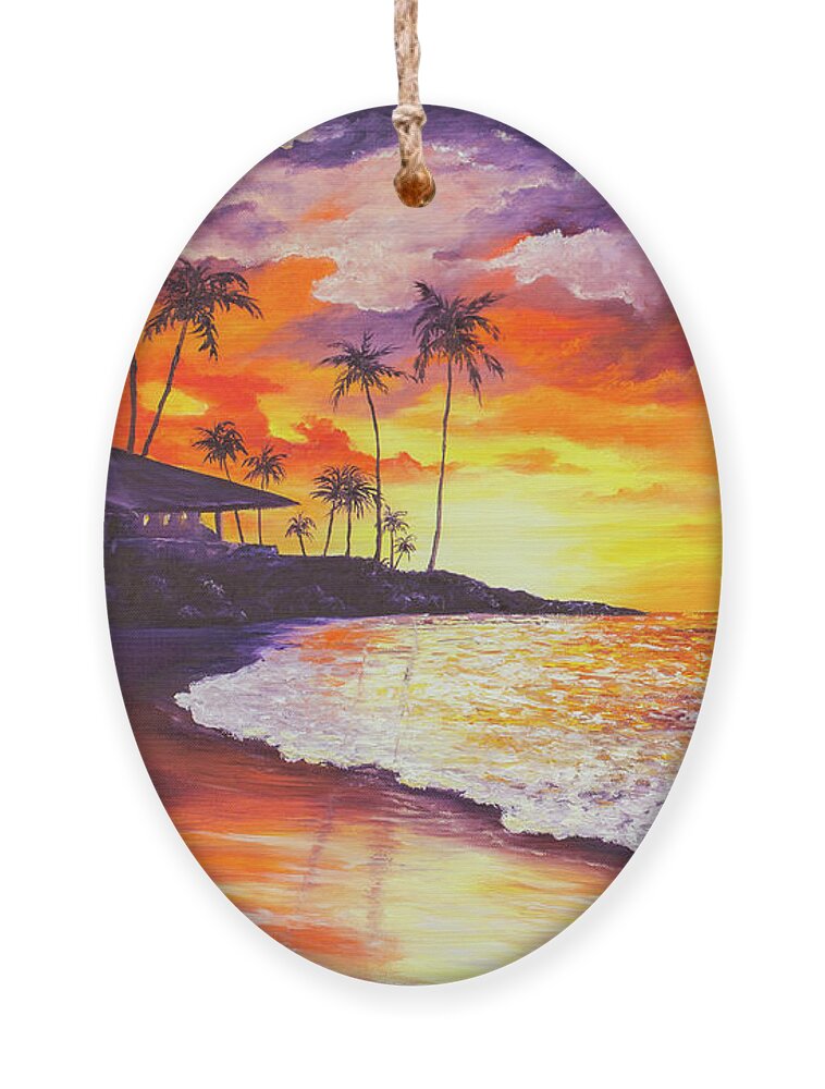 Darice Ornament featuring the painting Sunset At Kapalua Bay by Darice Machel McGuire