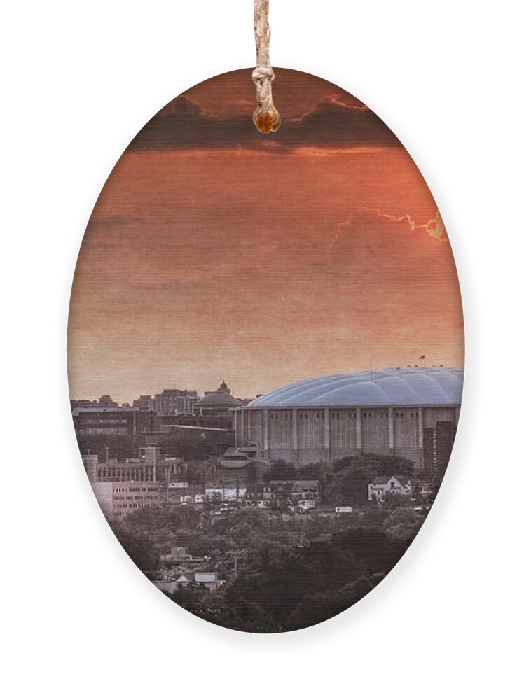 Syracuse Ornament featuring the photograph Syracuse Sunrise over the Dome by Everet Regal