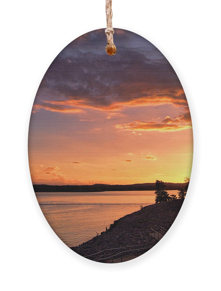 Lake Ornament featuring the photograph Table Rock Sunset by Cricket Hackmann