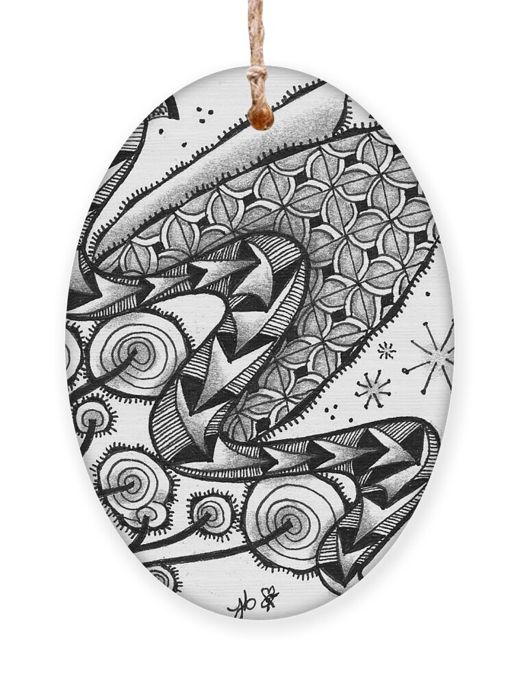 Serpent Ornament featuring the drawing Tangled Serpent by Jan Steinle