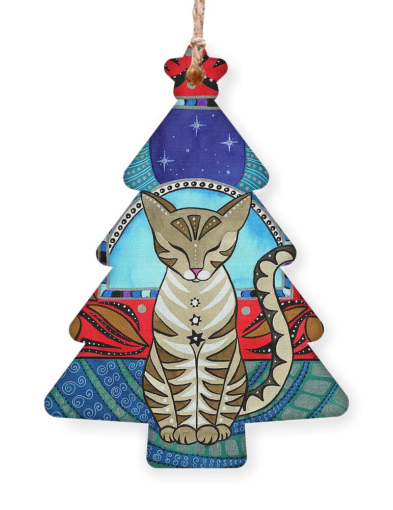 Cat Ornament featuring the painting Taurus Cat Zodiac by Dora Hathazi Mendes
