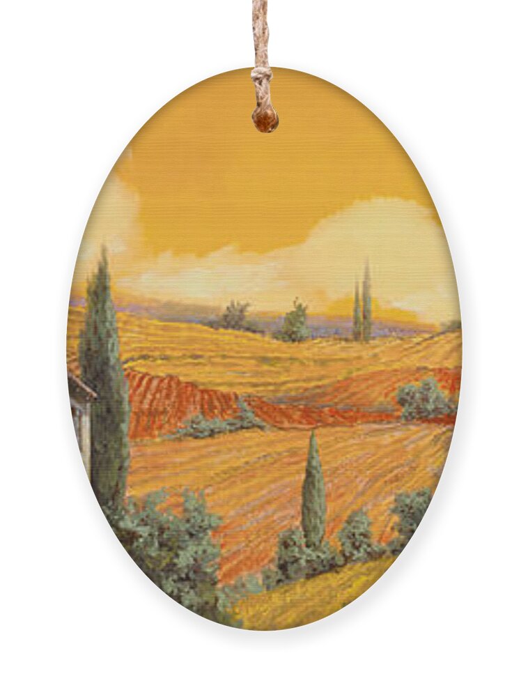 Tuscany Ornament featuring the painting la terra di Siena by Guido Borelli