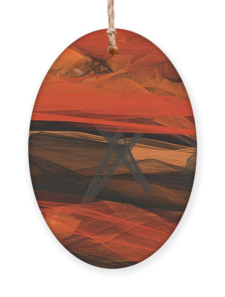 Orange Ornament featuring the painting Terracotta Orange Modern Abstract Art by Lourry Legarde