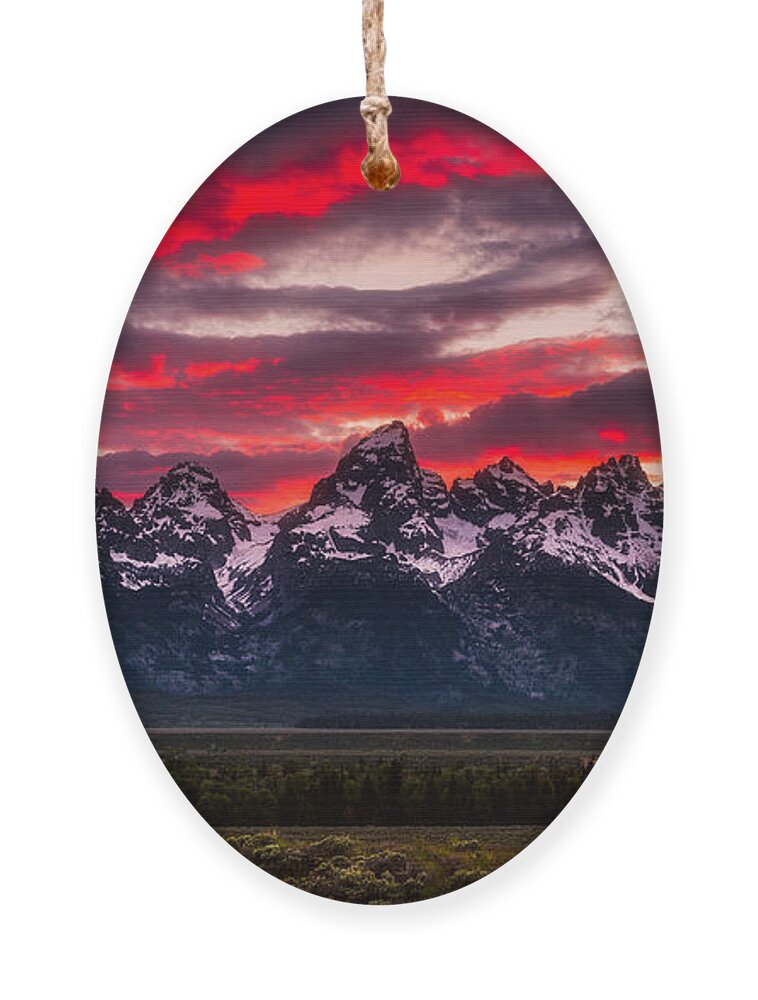 Grand Teton Ornament featuring the photograph Teton Sunset by Darren White