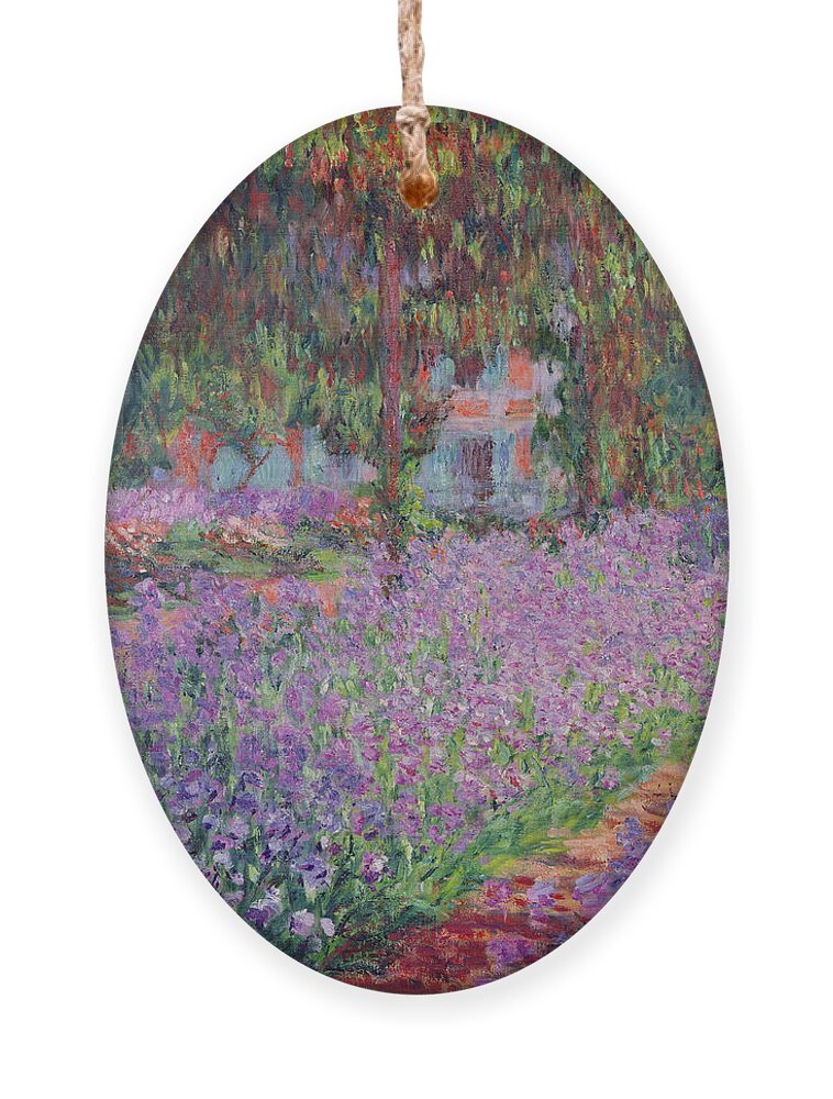 #faatoppicks Ornament featuring the painting The Artists Garden at Giverny by Claude Monet