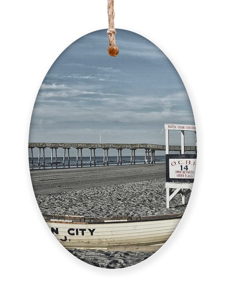 Ocean City Ornament featuring the photograph The Beach At Ocean City, NJ by James DeFazio