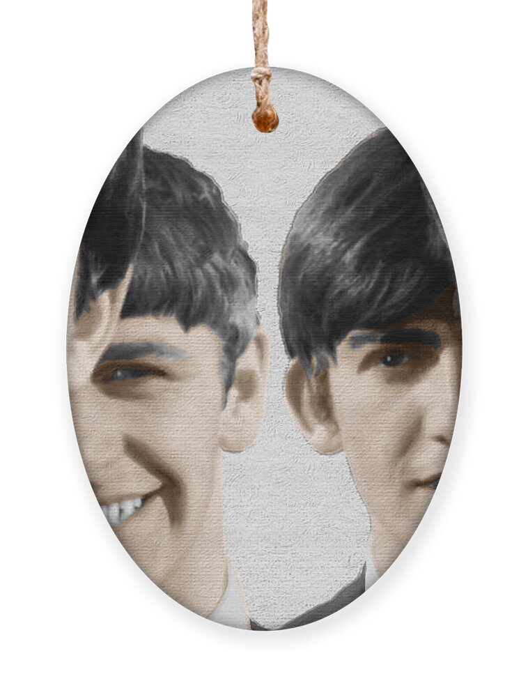 The Beatles Ornament featuring the painting The Beatles Painting 1963 Color by Tony Rubino