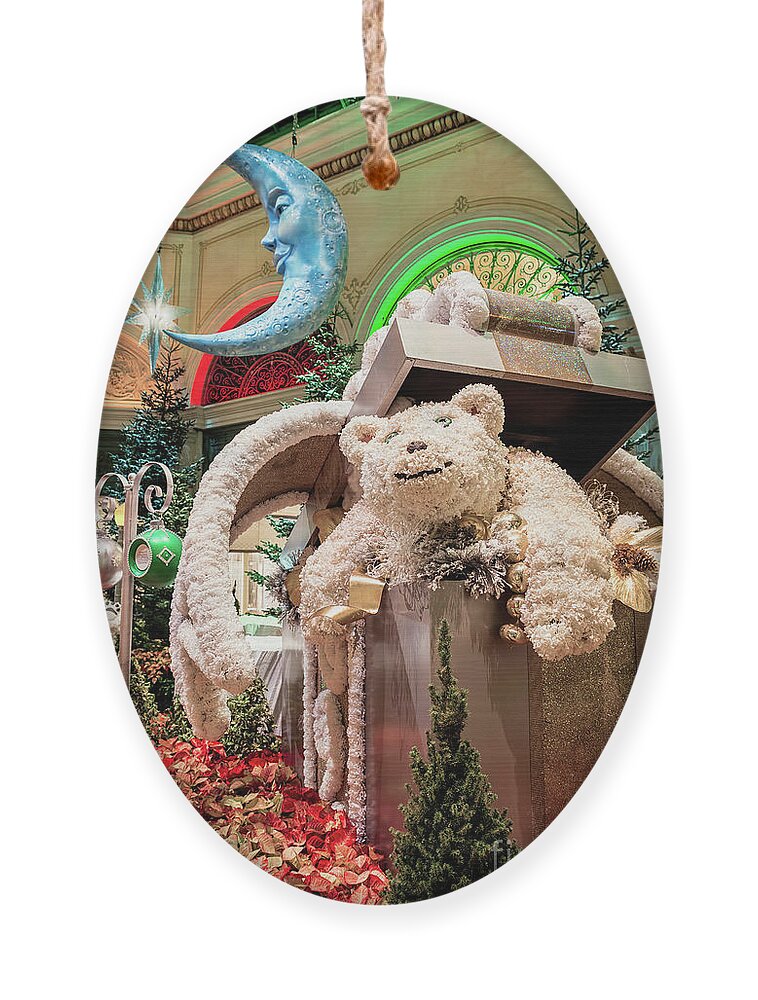 Bellagio Conservatory Ornament featuring the photograph The Bellagio Conservatory Polar Bear Christmas Decorations 2017 by Aloha Art