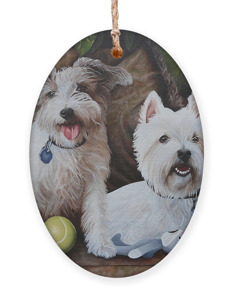 Dogs Ornament featuring the painting The Boyz by Vic Ritchey