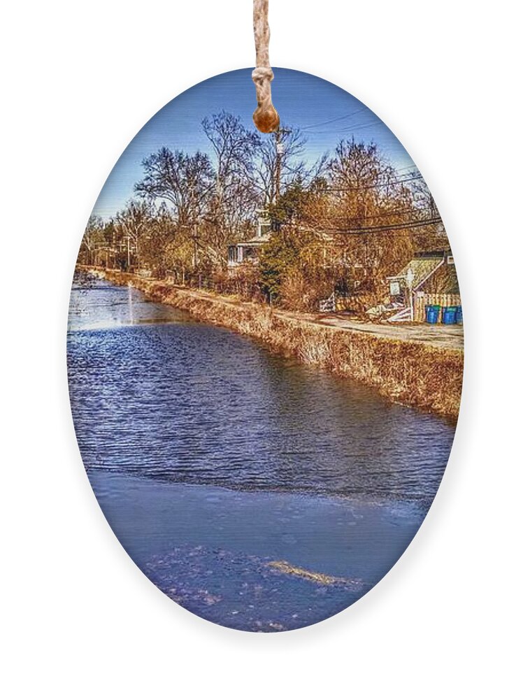 Winter Ornament featuring the photograph The Canal at New Hope in Winter by Christopher Lotito