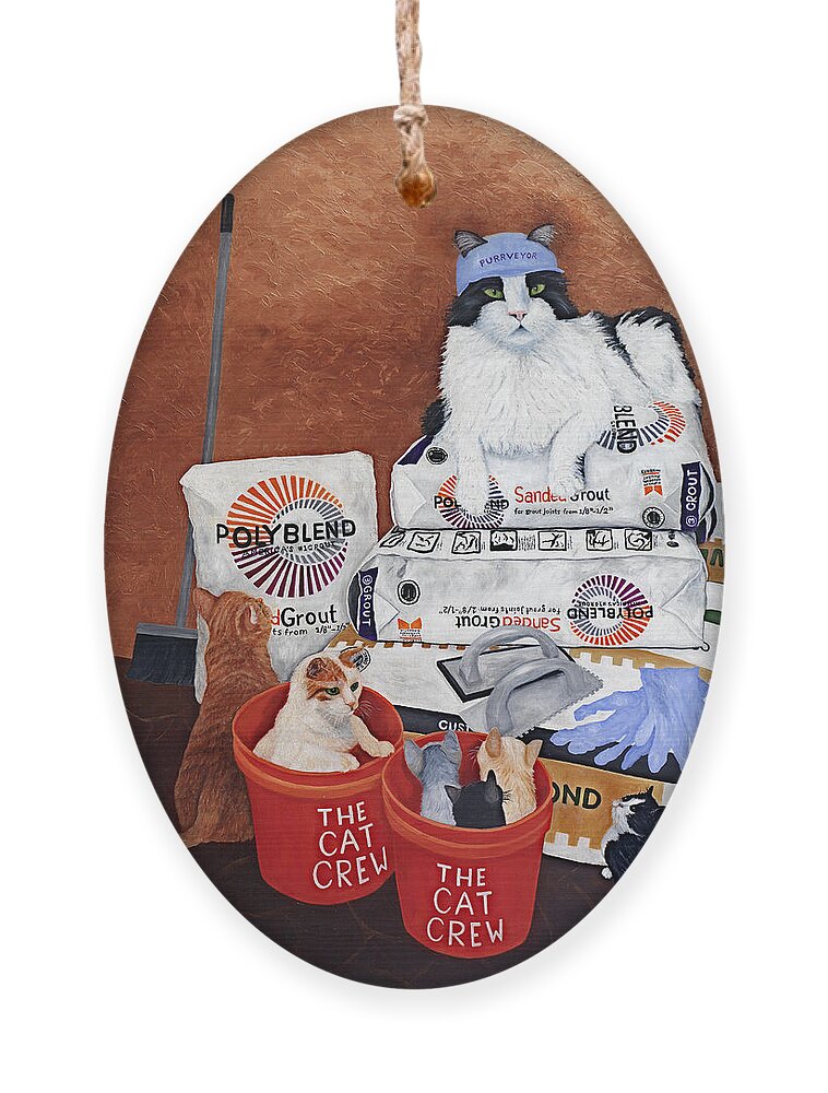 Karen Zuk Rosenblatt Ornament featuring the painting The Cat Crew by Karen Zuk Rosenblatt
