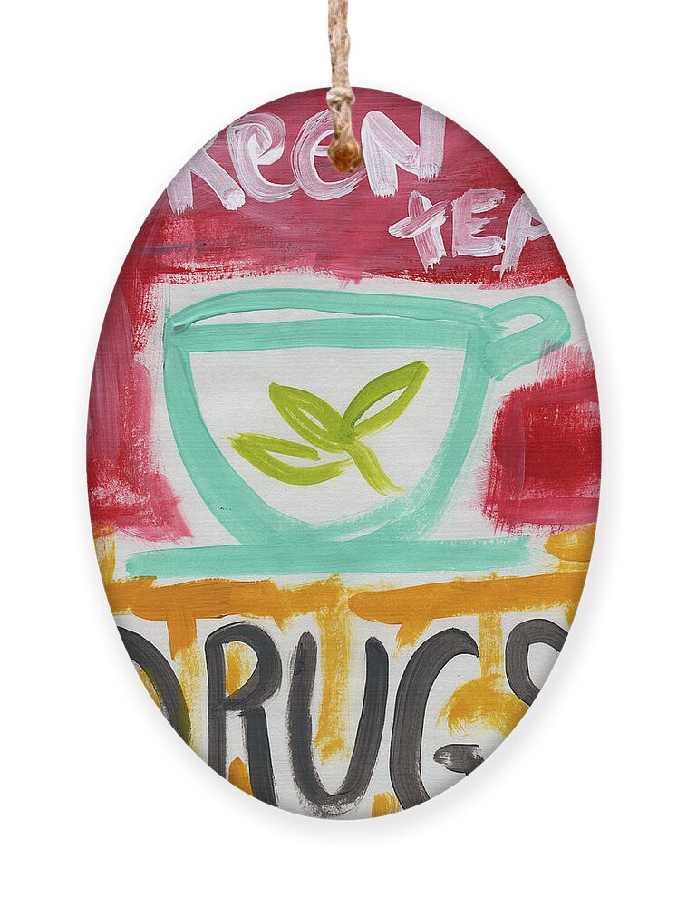 Green Tea Ornament featuring the painting The Common Cure- Abstract Expressionist Art by Linda Woods