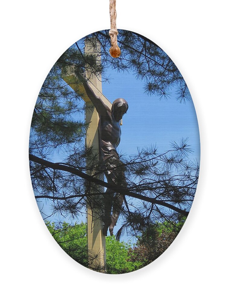 Cross Ornament featuring the photograph The Cross in the Woods by Keith Stokes