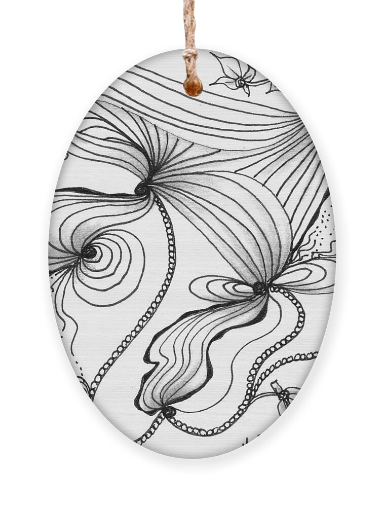 Zentangle Ornament featuring the drawing The Dance by Jan Steinle