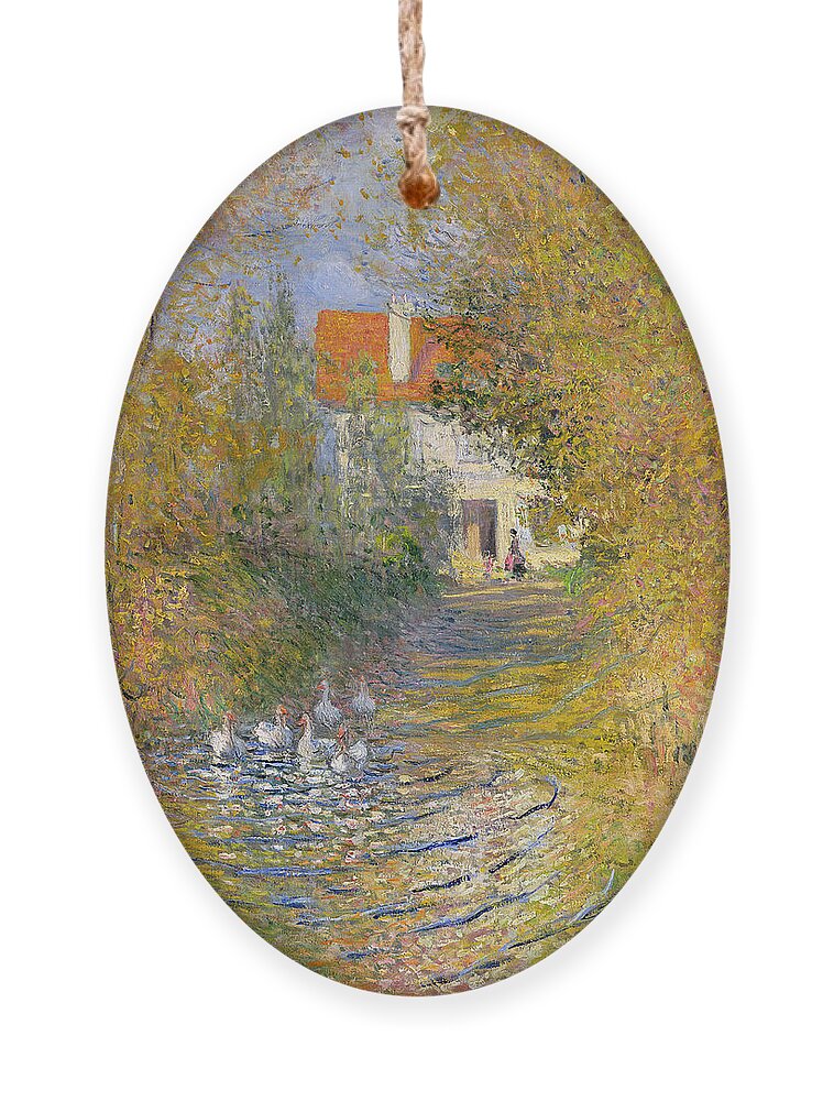 French Ornament featuring the painting The Duck Pond by Claude Monet