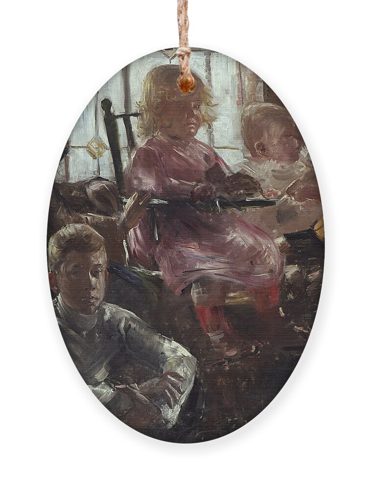 Lovis Corinth Ornament featuring the painting The Family of the Painter Fritz Rumpf by Lovis Corinth