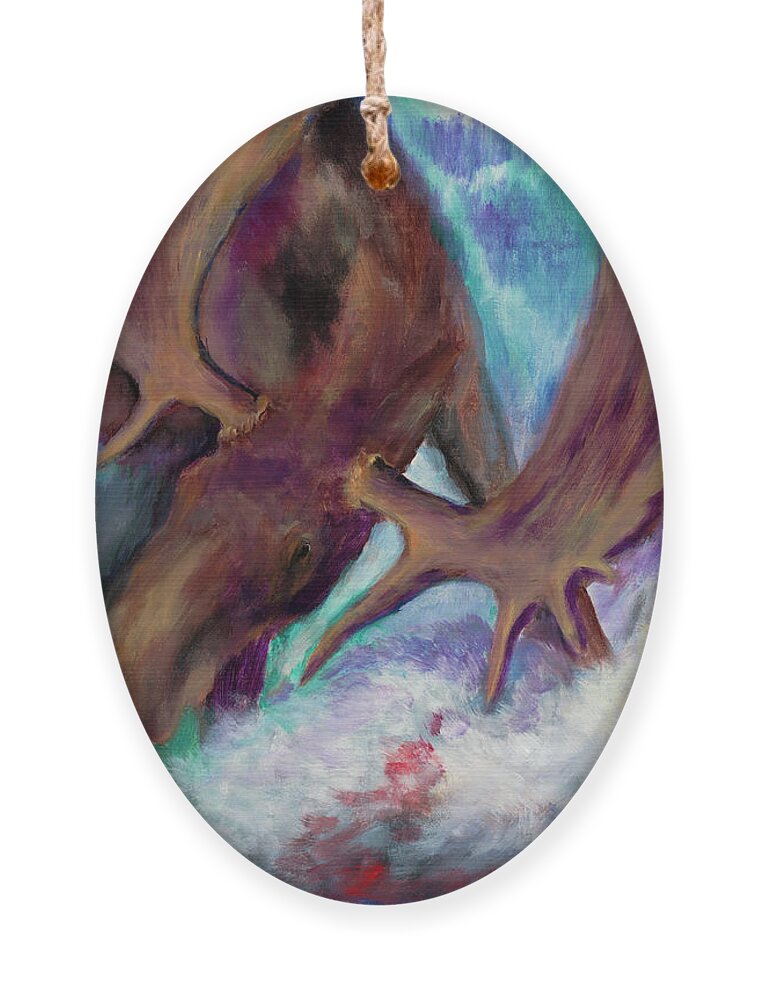 Moose Ornament featuring the painting The Fury by Joe Baltich