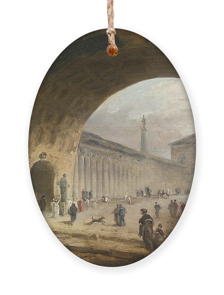 Hubert Robert Ornament featuring the painting The Great Archway by Hubert Robert