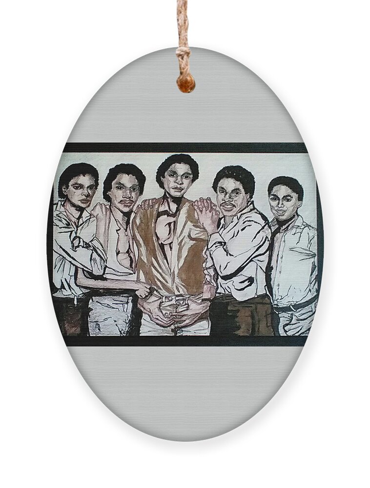 The Jackson Five Ornament featuring the mixed media The Jacksons Five by Michelle Gilmore
