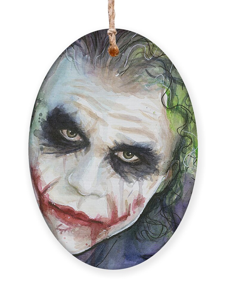 Dark Ornament featuring the painting The Joker Watercolor by Olga Shvartsur