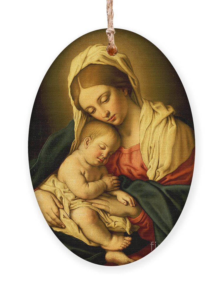 Mary Ornament featuring the painting The Madonna and Child by Il Sassoferrato