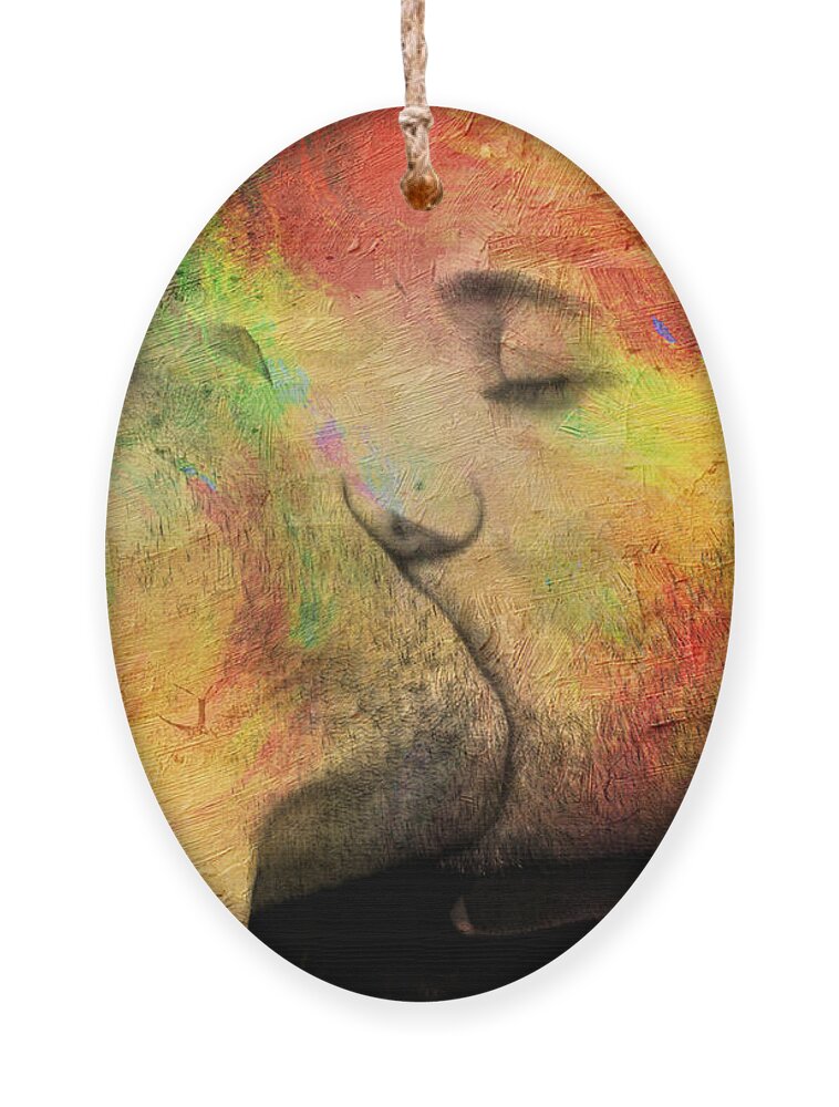 Kiss Ornament featuring the painting The passion of one kiss by Mark Ashkenazi