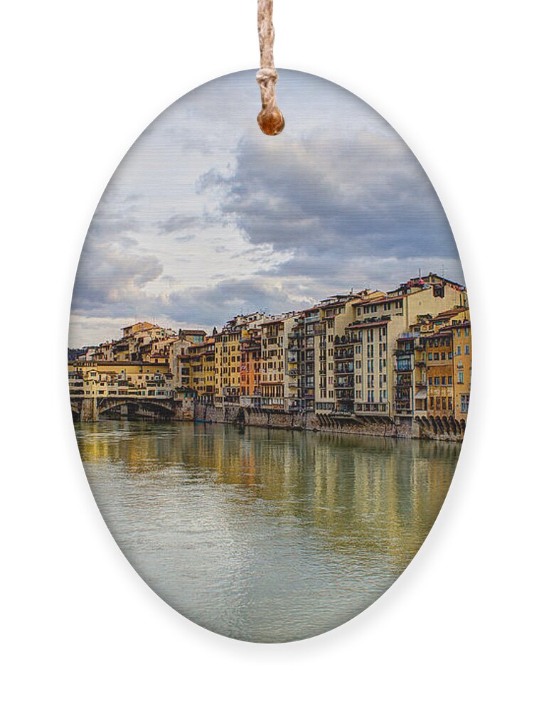 The Ponte Vecchio Ornament featuring the photograph The Ponte Vecchio and Florence by Wade Brooks