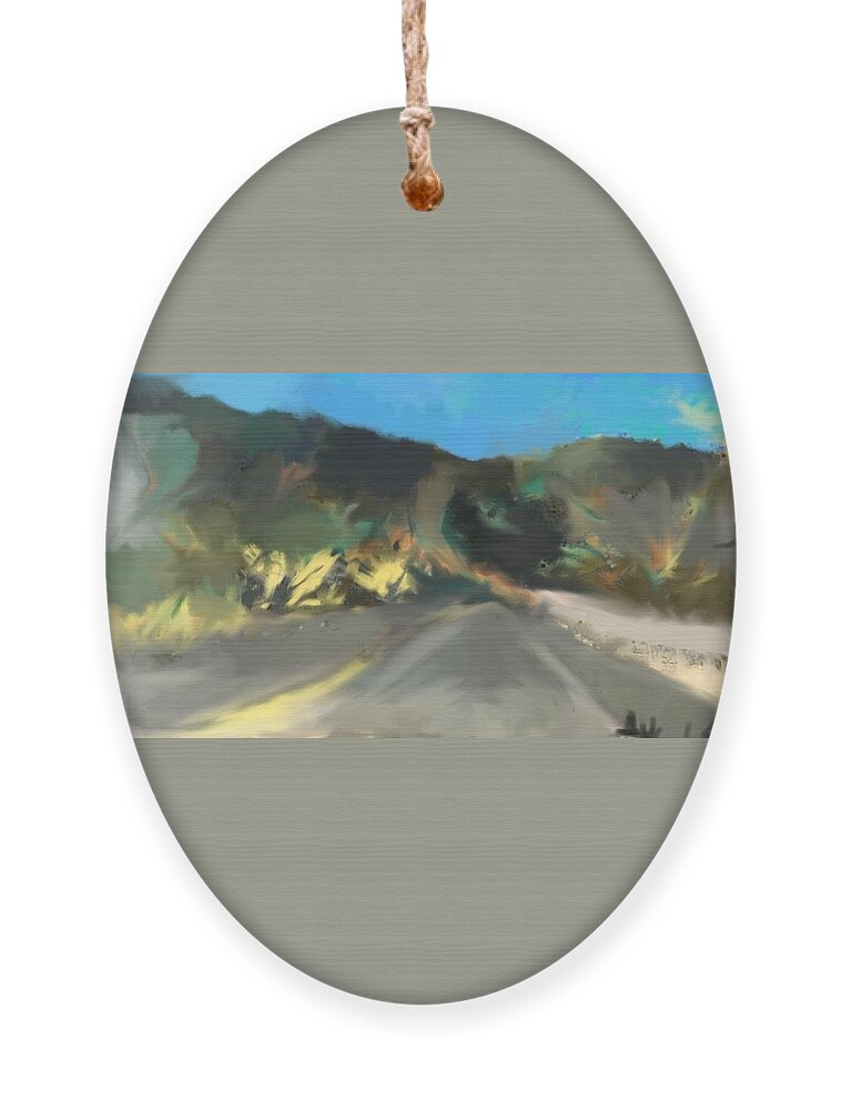 Landscape Ornament featuring the painting The Road Through Davis Mountains #2 by Angela Weddle
