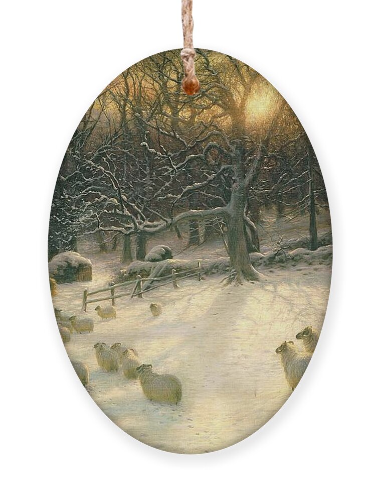 Snow Ornament featuring the painting The Shortening Winters Day is Near a Close by Joseph Farquharson
