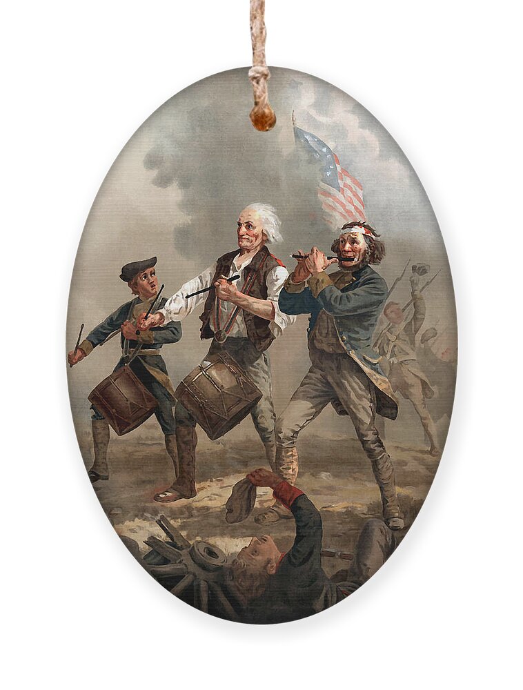 Yankee Doodle Ornament featuring the painting The Spirit of '76 by War Is Hell Store