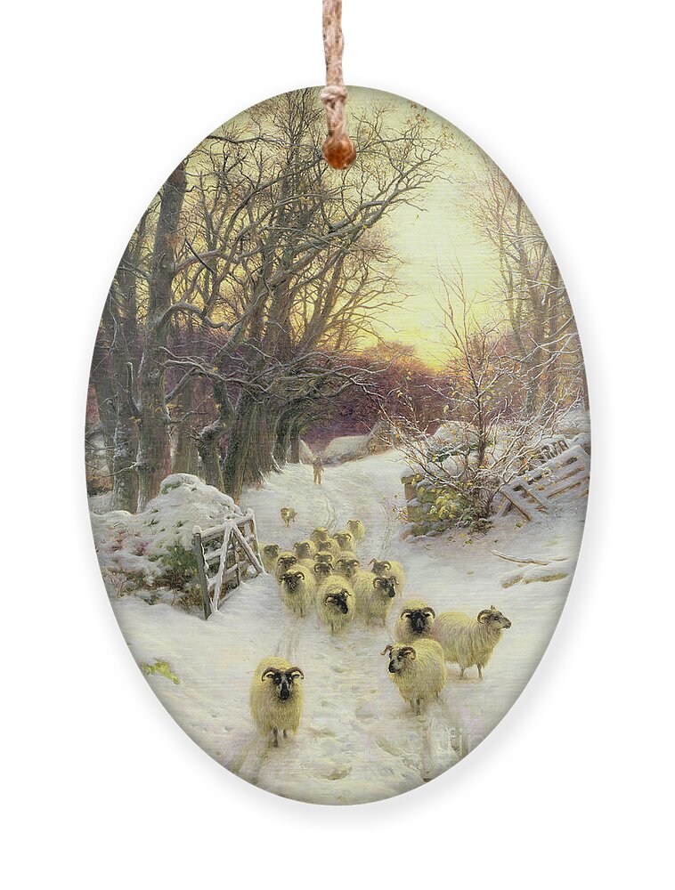 Sunset Ornament featuring the painting The Sun Had Closed the Winter's Day by Joseph Farquharson