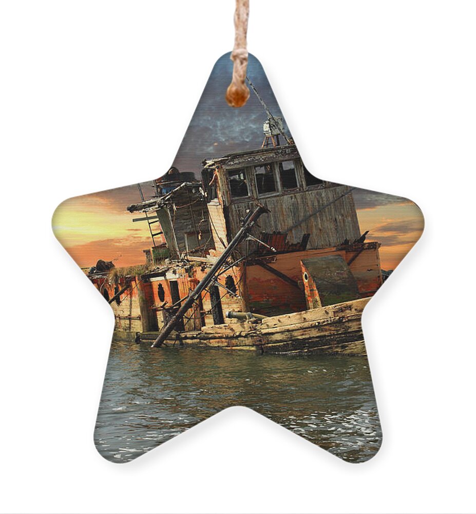 Boat Ornament featuring the photograph The Sunset Years Of The Mary D. Hume by James Eddy
