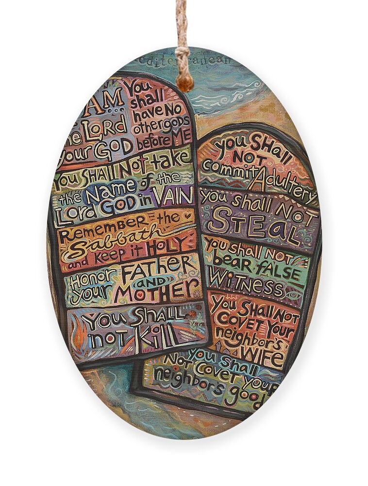 Jen Norton Ornament featuring the painting The Ten Commandments by Jen Norton