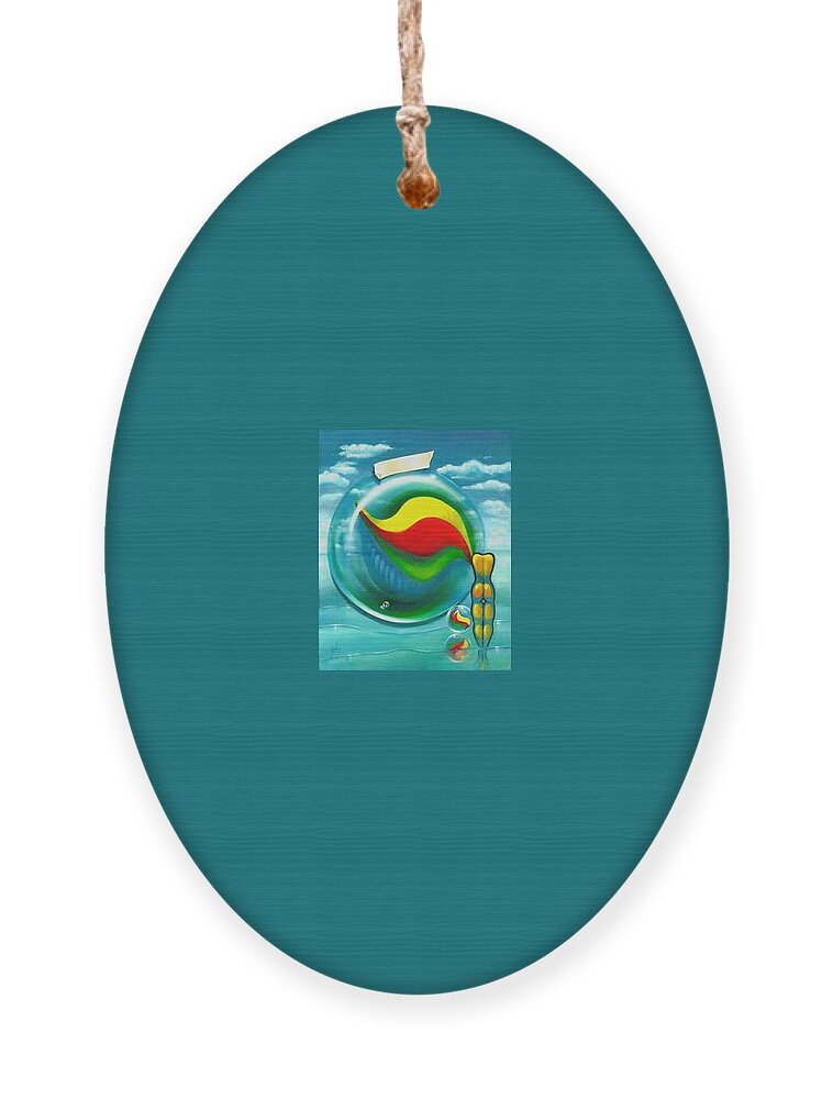 Marbles Ornament featuring the painting The Transparency Of A Tsunami On The Verge Of Destruction by Roger Calle