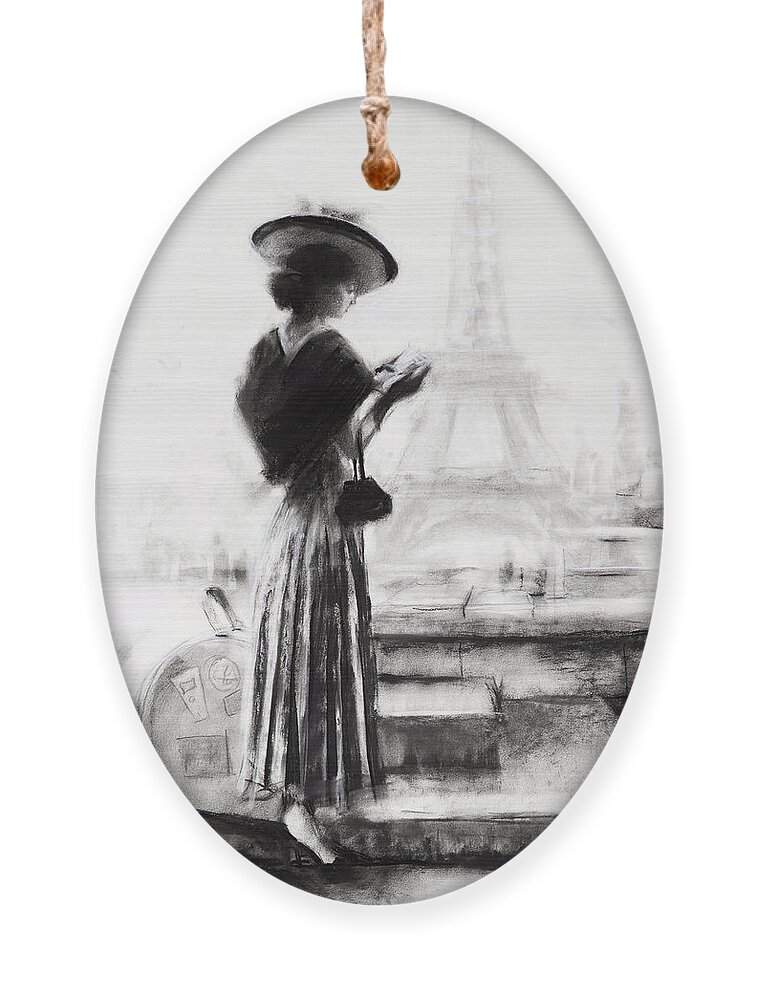 Woman Ornament featuring the painting The Traveler by Steve Henderson