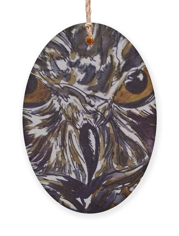 Owl Ornament featuring the painting The Wise One by Angela Weddle
