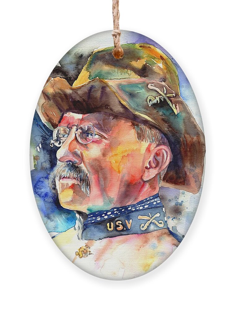Theodore Roosevelt Ornament featuring the painting Theodore Roosevelt painting by Suzann Sines