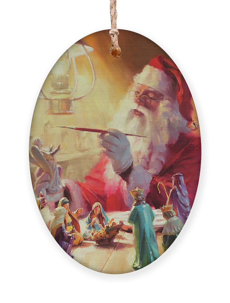 Santa Ornament featuring the painting These Gifts Are Better Than Toys by Steve Henderson
