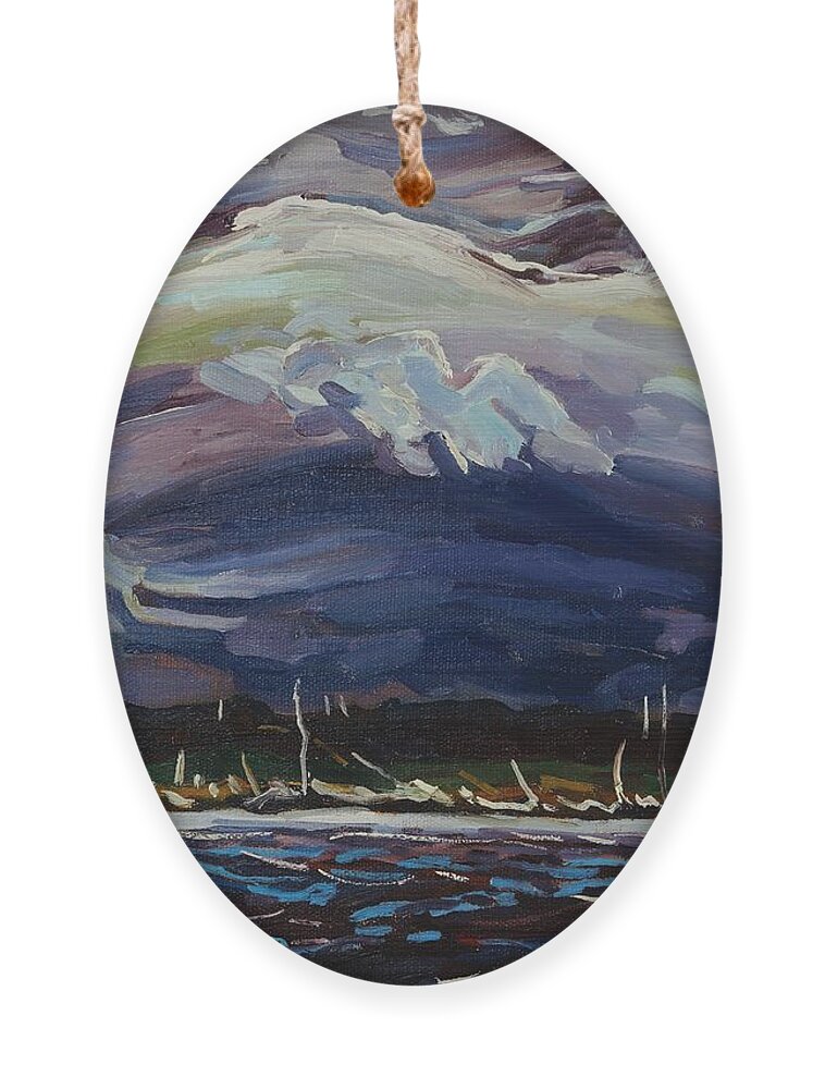 886 Ornament featuring the painting Thomson's Thunderhead by Phil Chadwick