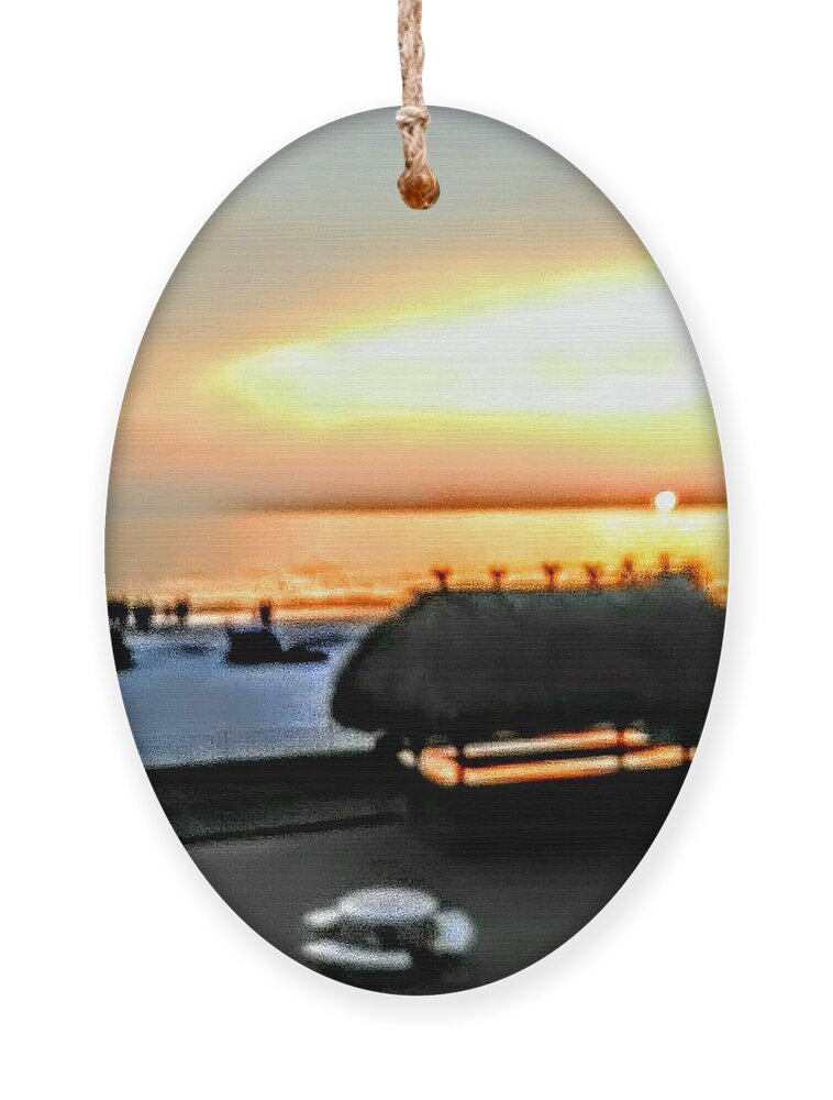 Tiki Hut Ornament featuring the photograph Tiki by the Sea by Suzanne Berthier
